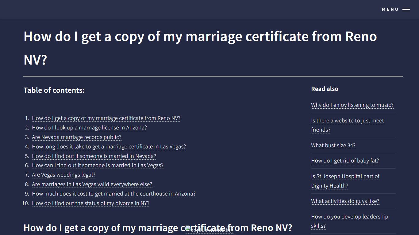 How do I get a copy of my marriage certificate from Reno NV?