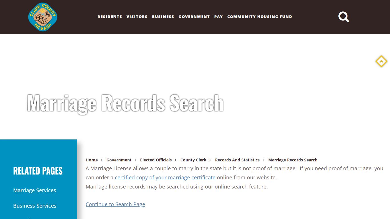 Marriage Records Search - Clark County, NV